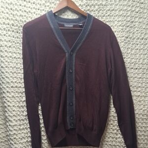 Van Heusen Maroon and Gray Cardigan Sweater